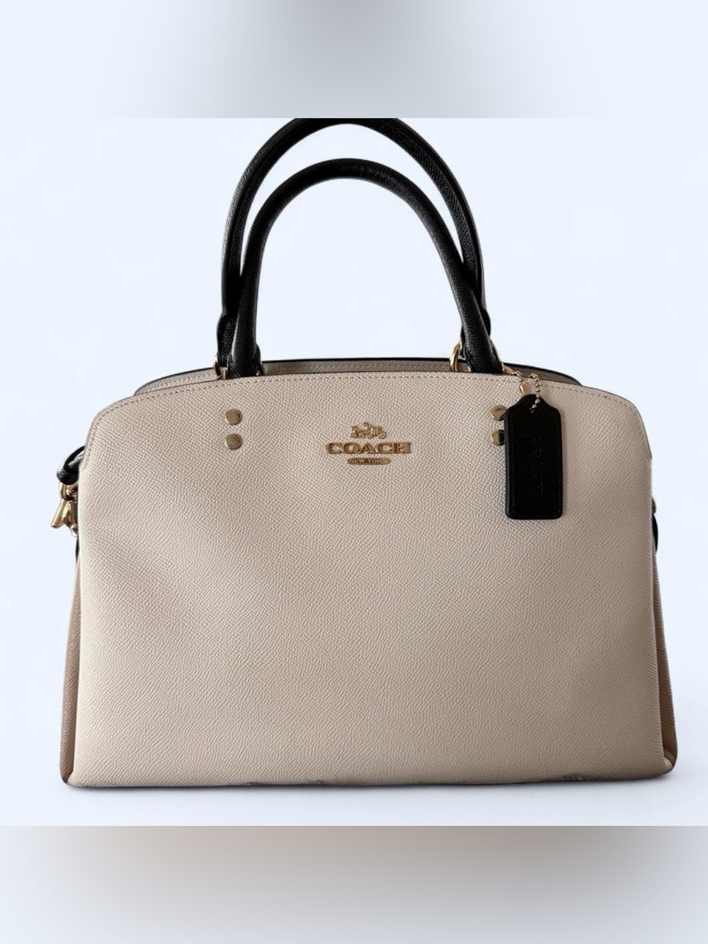 Coach Lillie Carryall Leather Handbag in Chalk White